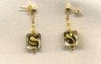 Black Swirl Oro Cube Earrings